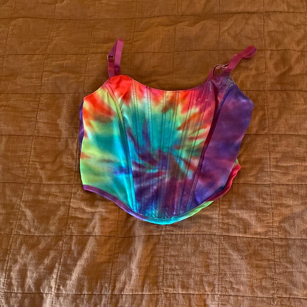 Rainbow tye die corset